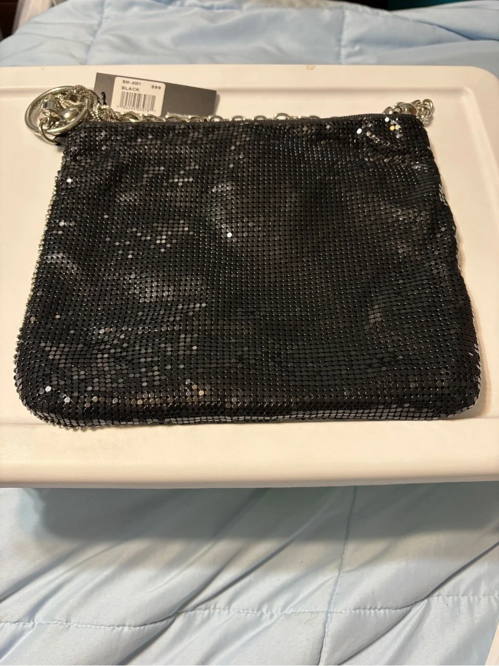 Badgley Mischka Silver Rhinestone Evening Wristlet